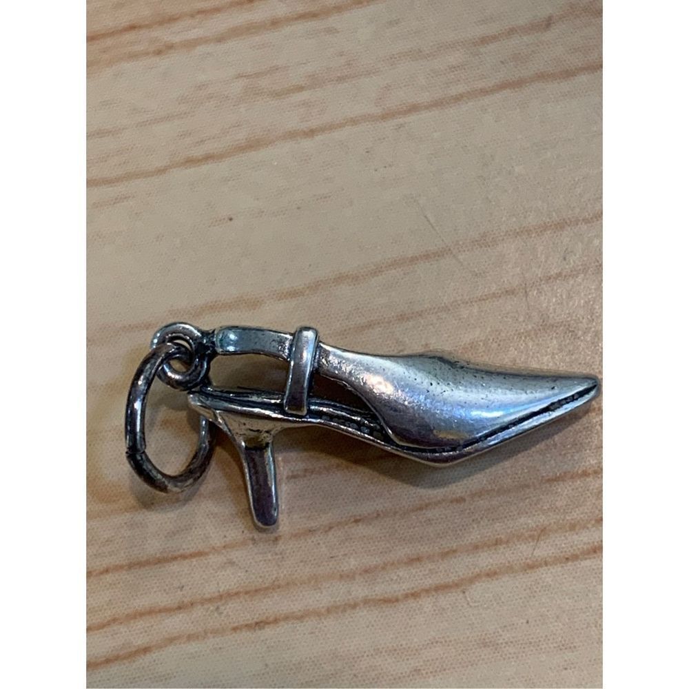 .925 Vintage Sling Back High Heel Shoe Sterling Silver Jewelry Charm - Picture 10 of 14